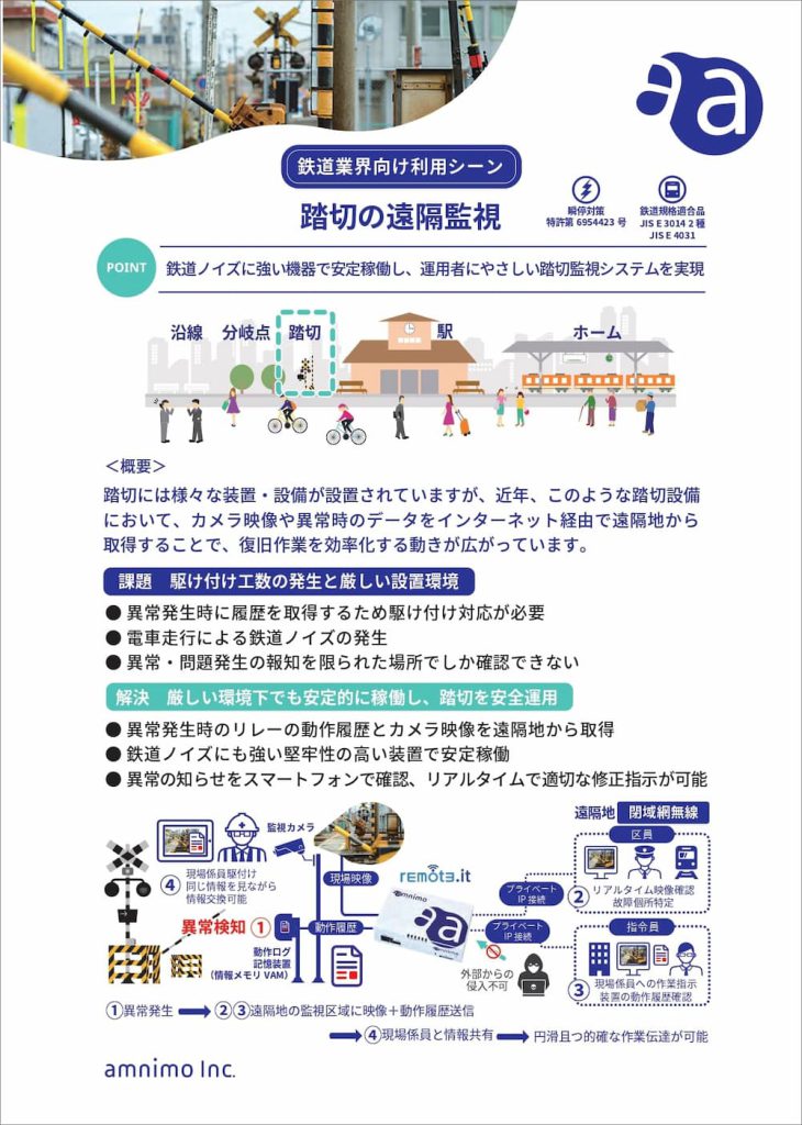 鉄道業界向け利用シーン「踏切の遠隔監視」
